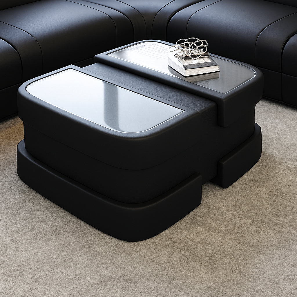 Extendable Glass Top Leather Coffee Table / Ruchi