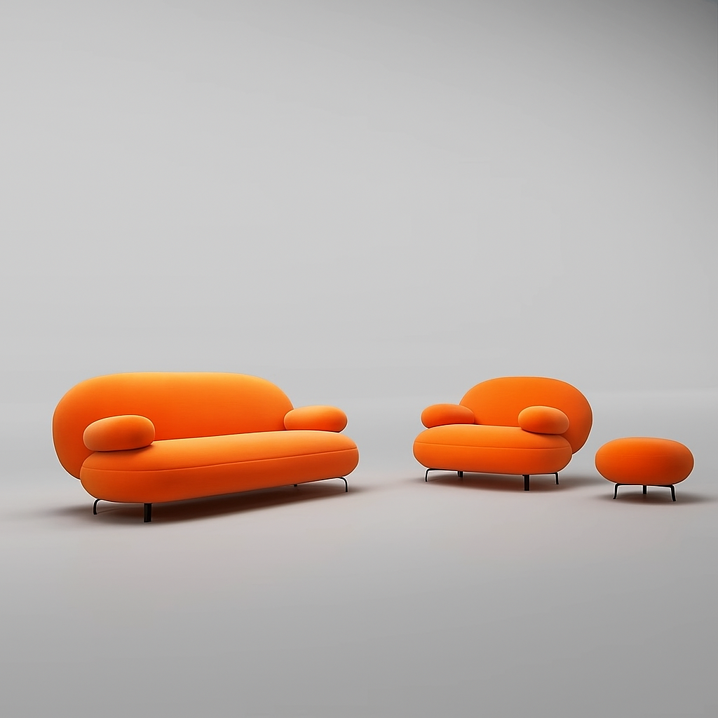 Minimalistic Fabric Modern Sofa Set