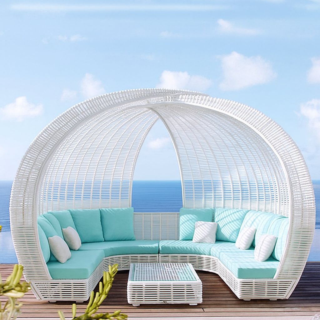 Modern Rattan Patio Outdoor Sofa Bed