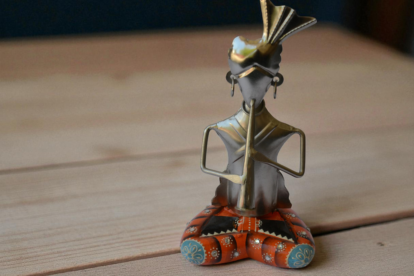 Elegant Metal Tribal Musician Statue / Ruchi