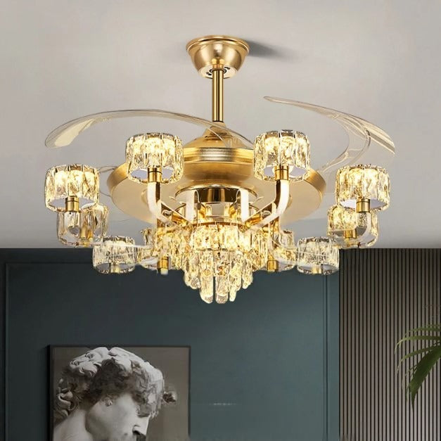 Remote Control LED Crystal Ceiling Fan Light / Ruchi