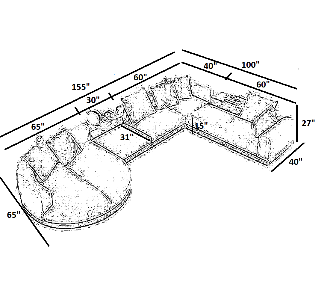Minimalist U-Shaped Fabric Sofa Set