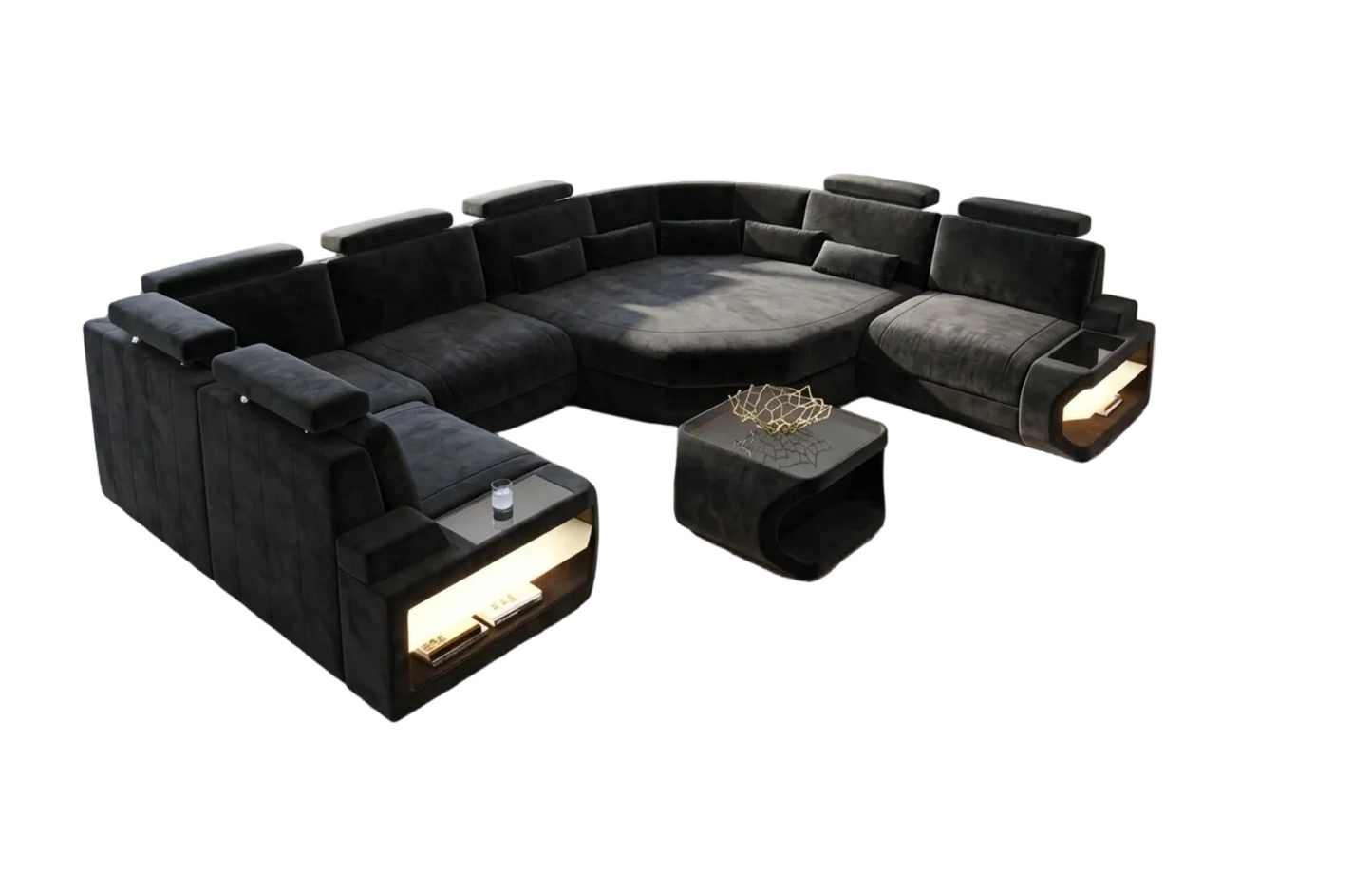 U-shaped LED Fabric Sectional Sofa / Ruchi