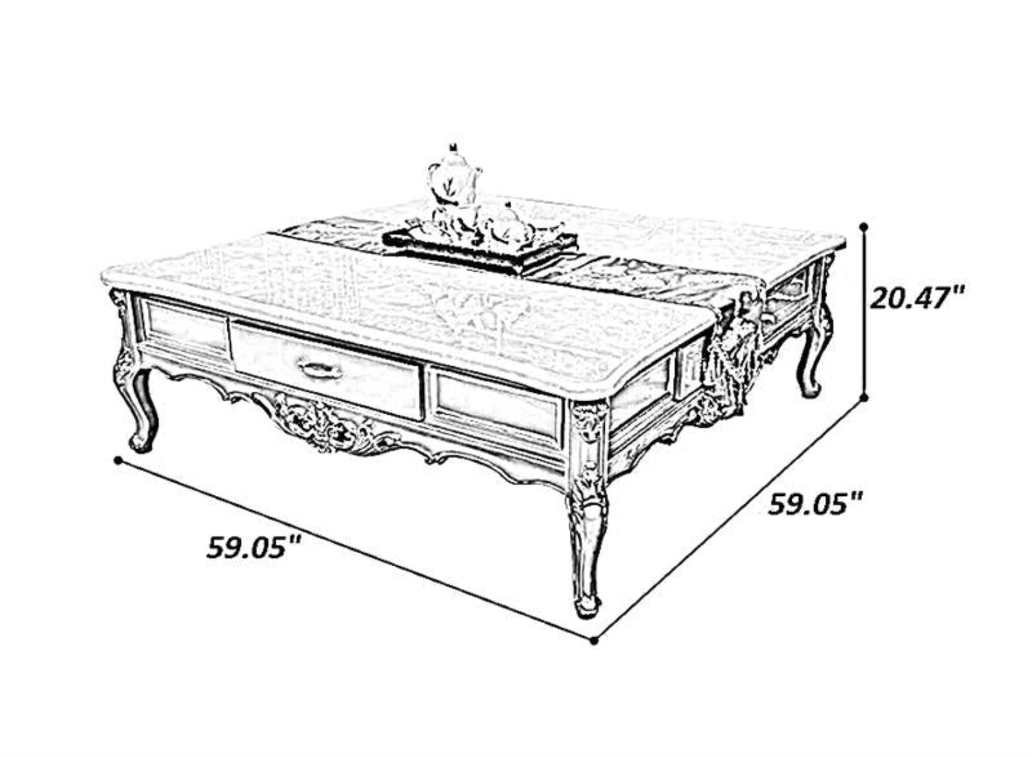 European Marble Top Coffee Table With Storage / Ruchi
