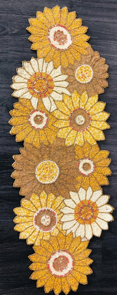 Colorful Sunflower Beaded Table Runner / Ruchi