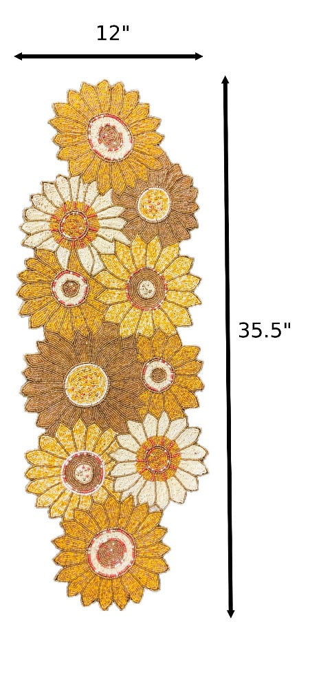 Colorful Sunflower Beaded Table Runner / Ruchi