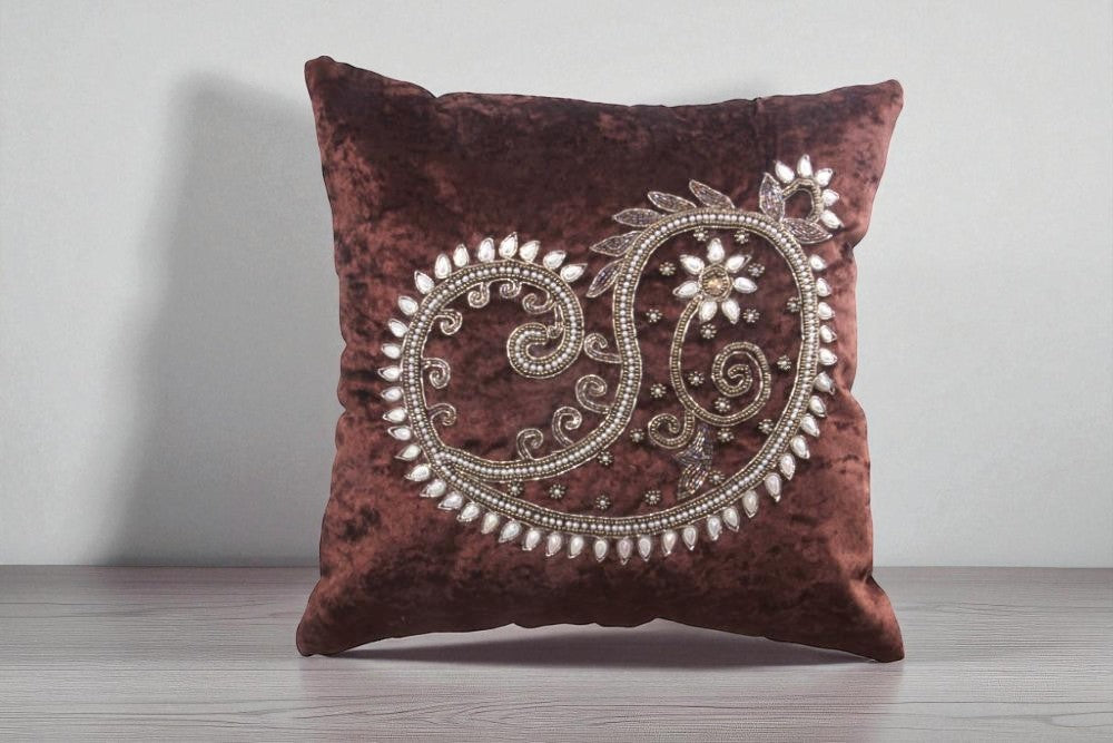 Artful Embroidered Velvet Cushion Covers