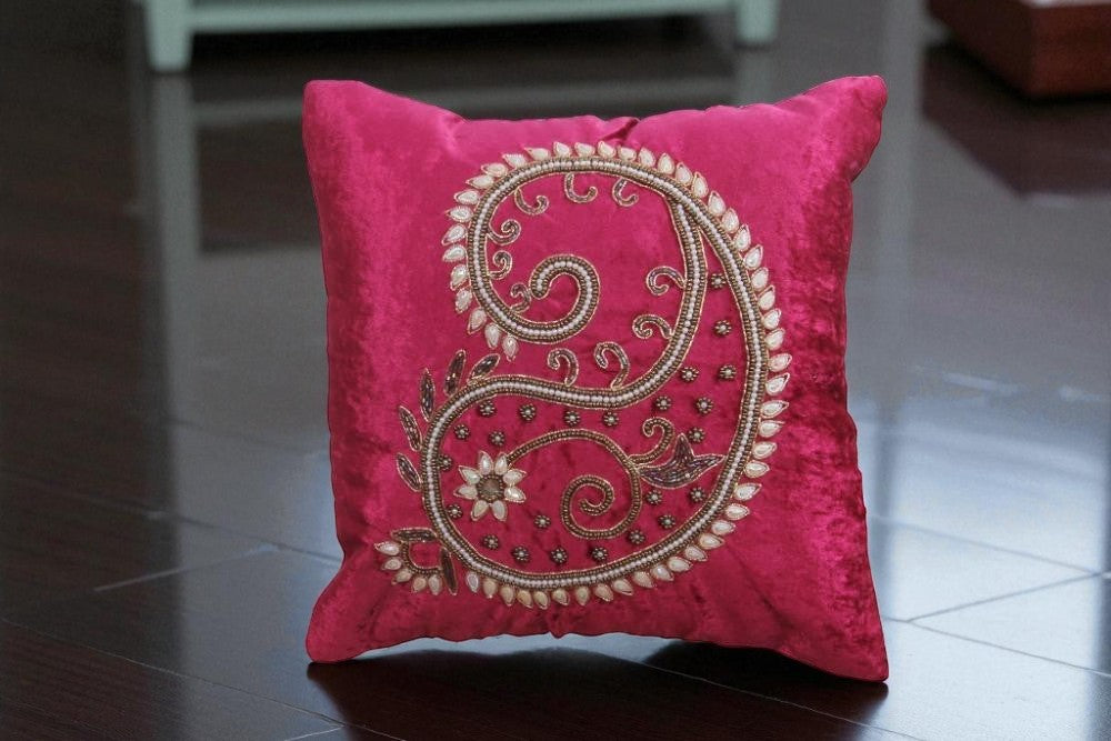Pink Velvet Cushion Cover Set / Ruchi