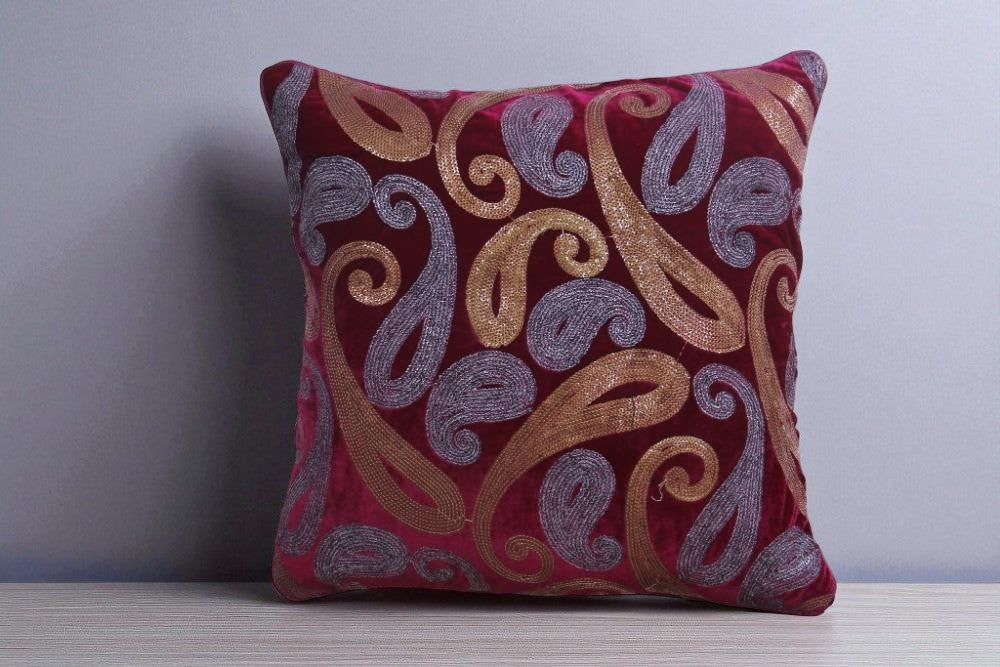 Thread Work Velvet Cushion Covers / Ruchi