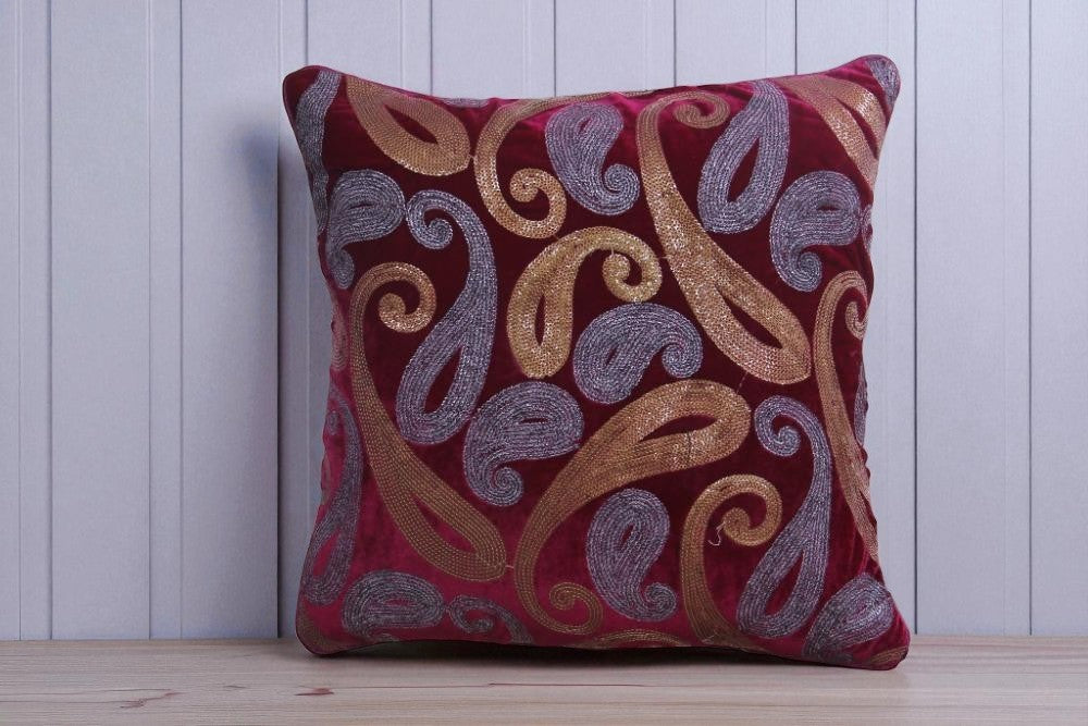 Thread Work Velvet Cushion Covers / Ruchi