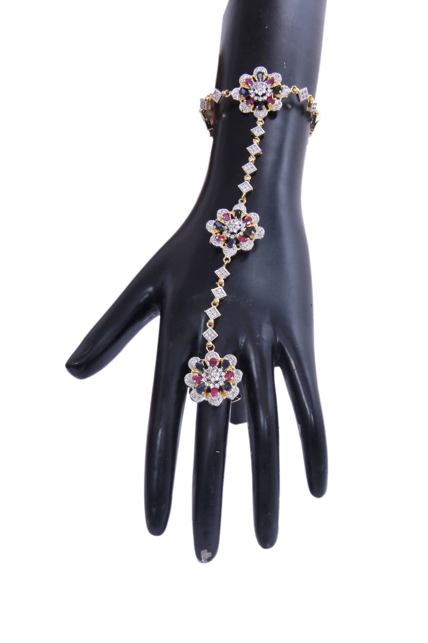 Multicolored AD-Studded Gold-Toned Bracelet / Ruchi