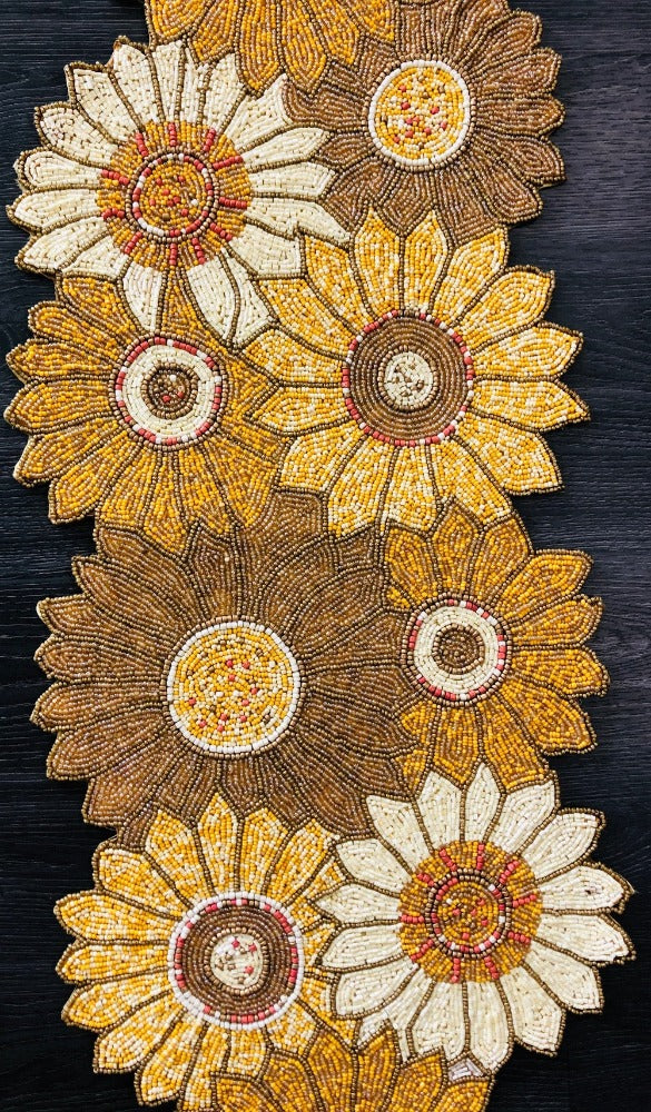 Colorful Sunflower Beaded Table Runner / Ruchi