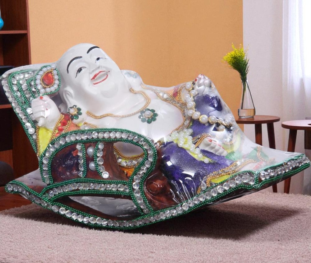 White Porcelain Laughing Buddha Statue / Ruchi