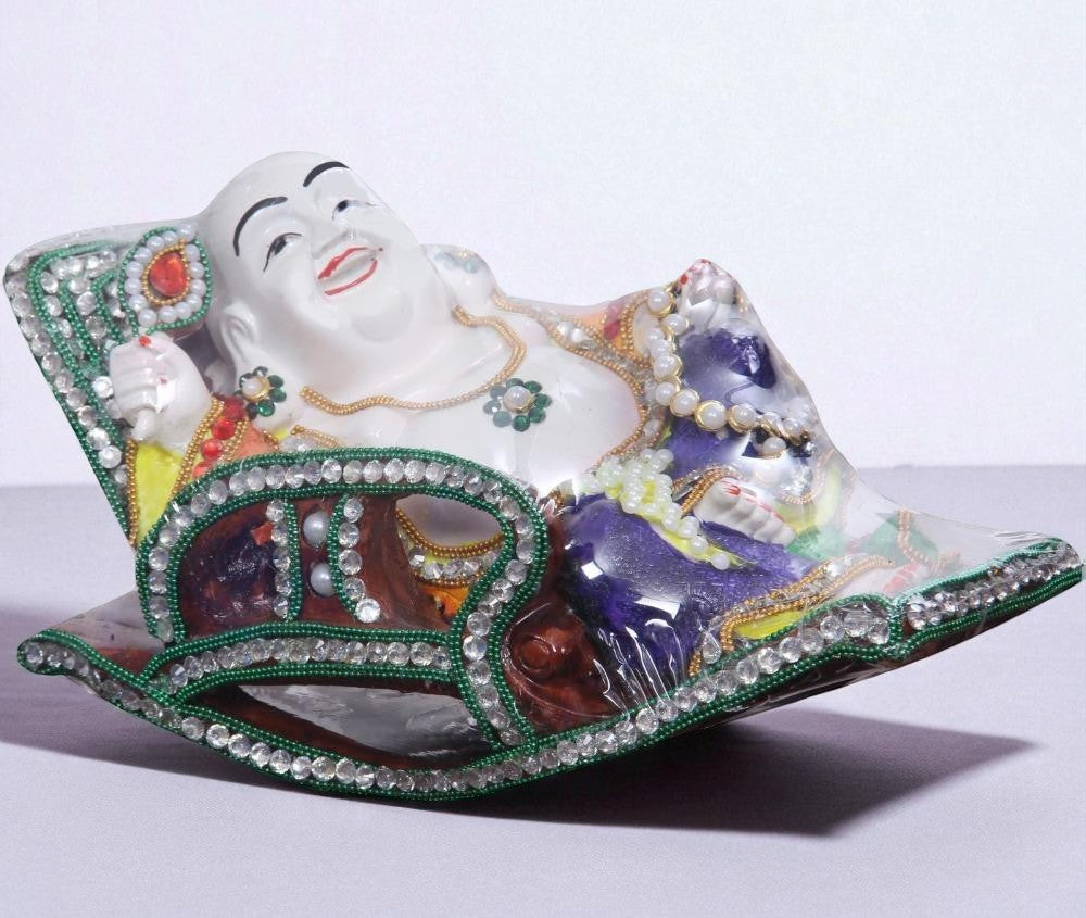 White Porcelain Laughing Buddha Statue / Ruchi