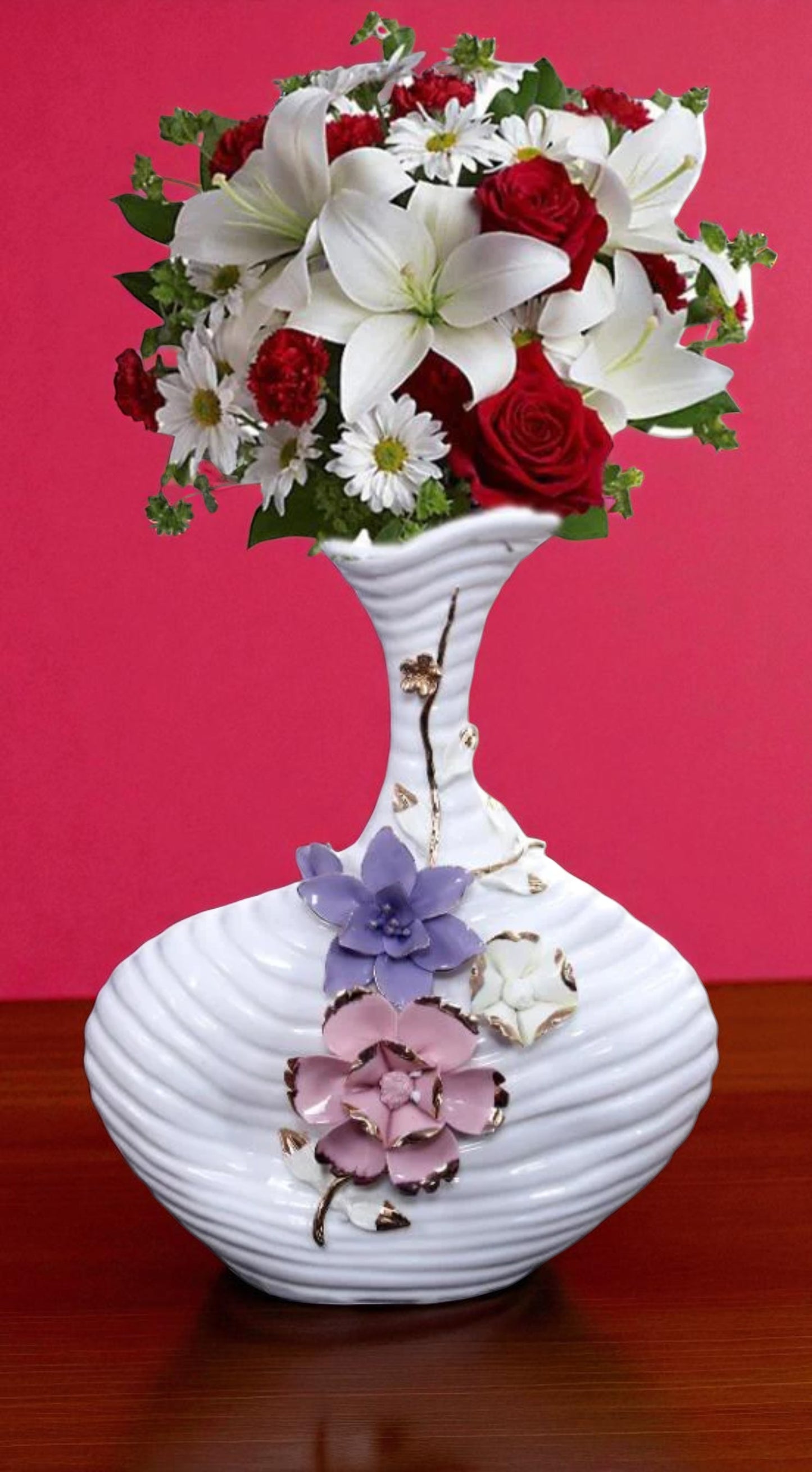 Minimal White Spiral Ceramic Vase / Ruchi
