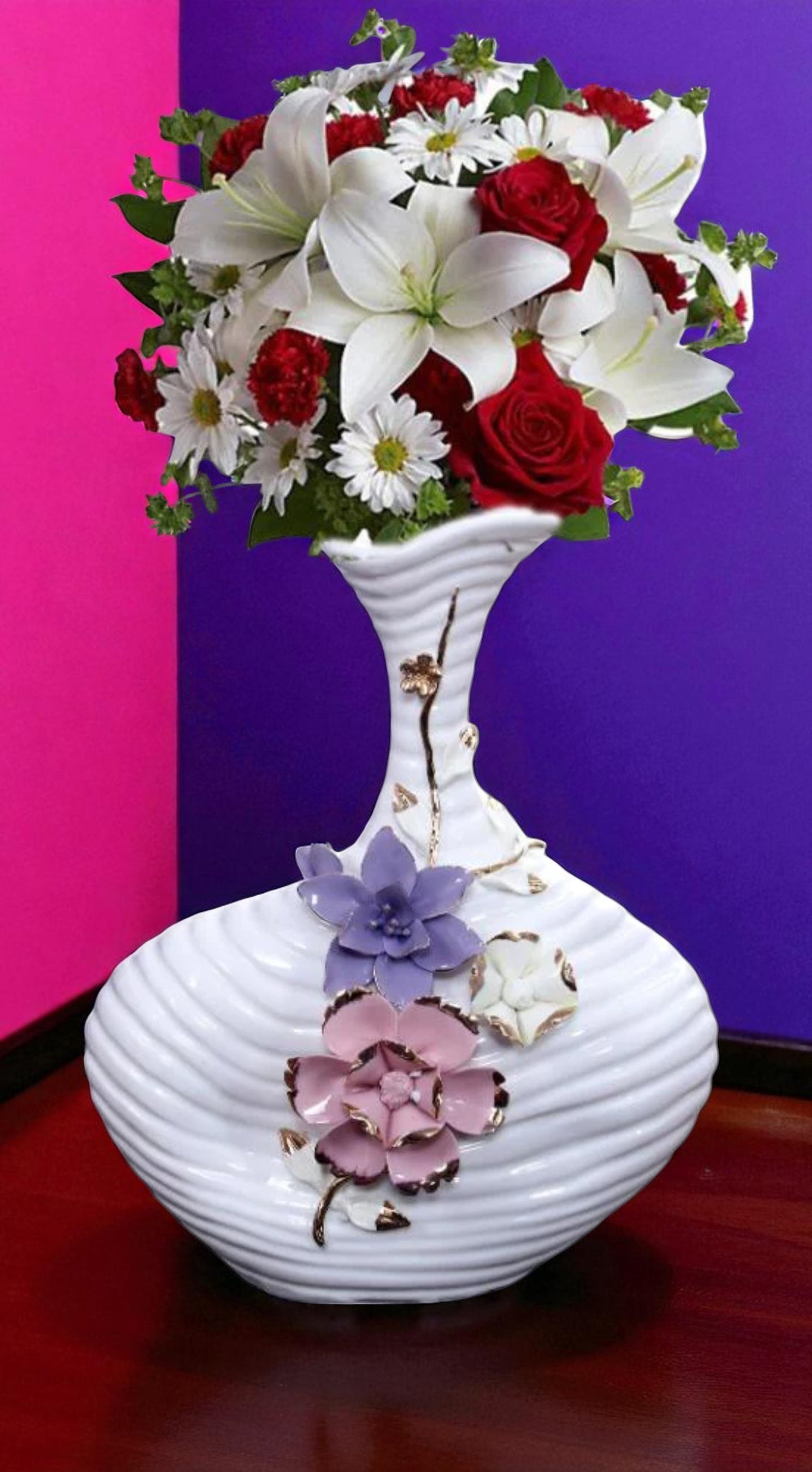 Minimal White Spiral Ceramic Vase / Ruchi