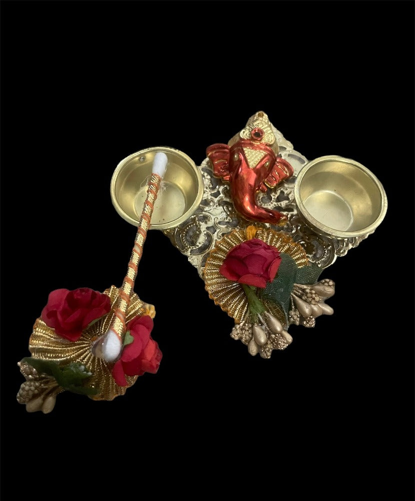 Ganesha Designed Lumba Rakhi Thali Set / Ruchi