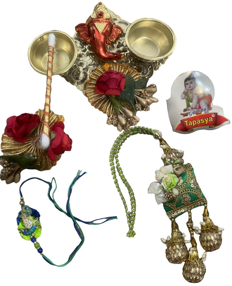 Ganesha Designed Lumba Rakhi Thali Set / Ruchi