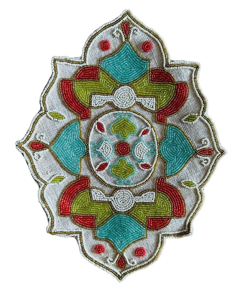 2 PCS Mandala Embroidered Beaded Placemat / Ruchi