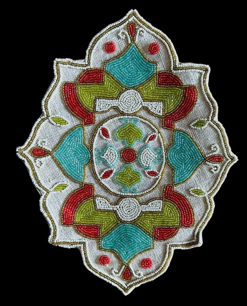 2 PCS Mandala Embroidered Beaded Placemat / Ruchi