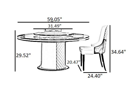 Round Wooden Dining Table Set With Lazy Susan / Ruchi