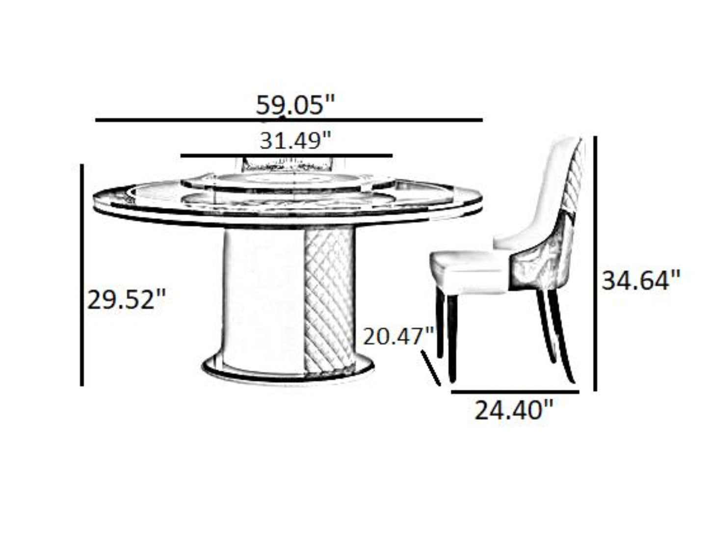 Round Wooden Dining Table Set With Lazy Susan / Ruchi
