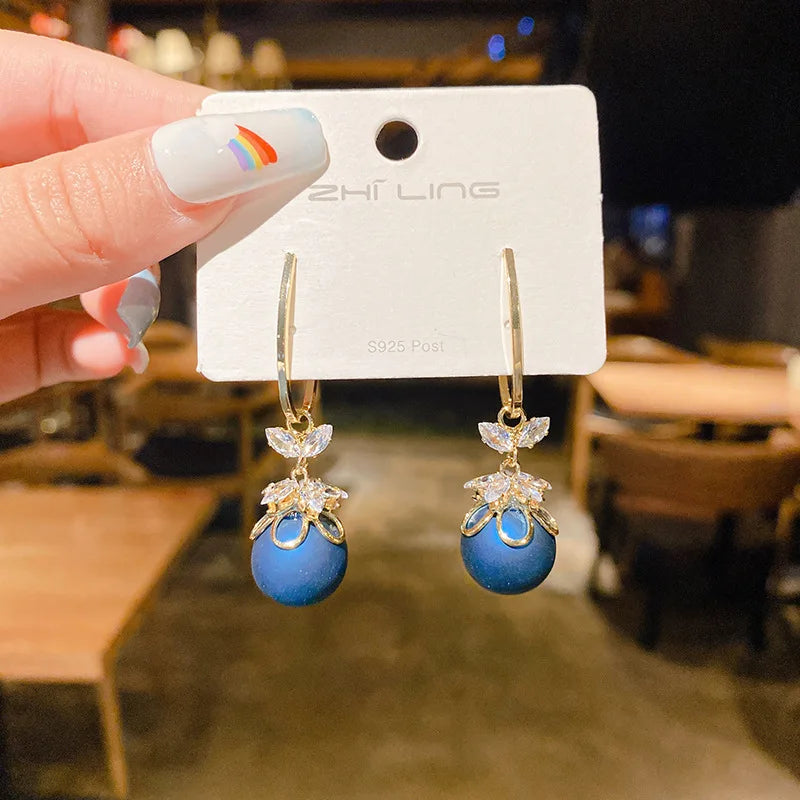 Round Cubic Zirconia Drop Earrings / Ruchi