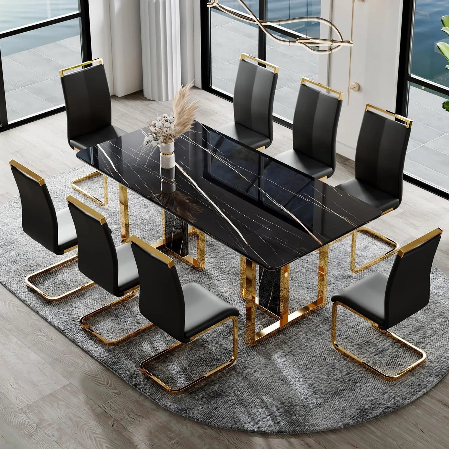 Rectangular 8 Seater Marble Dining Table Set / Ruchi