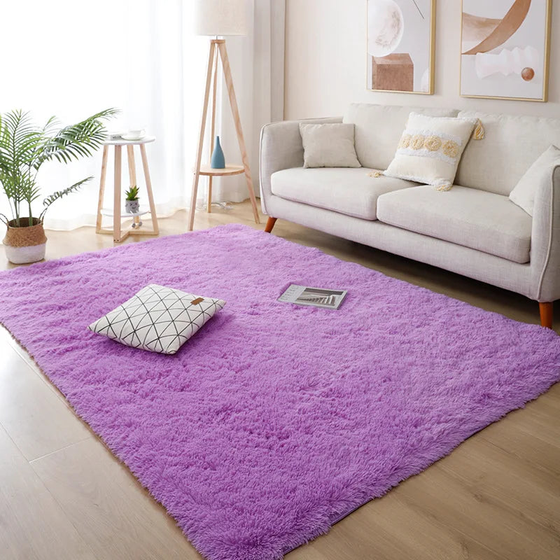 Appealing Design Solid Pattern Non-Slip Polyester Area Rug / Ruchi