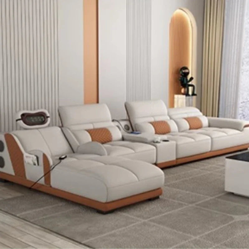 Head Massager Leather Sectional Sofa / Ruchi