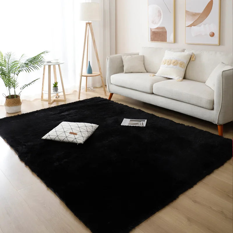 Appealing Design Solid Pattern Non-Slip Polyester Area Rug / Ruchi