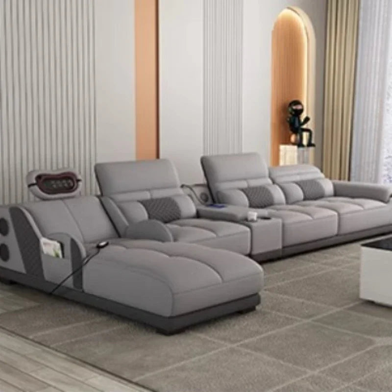 Head Massager Leather Sectional Sofa / Ruchi