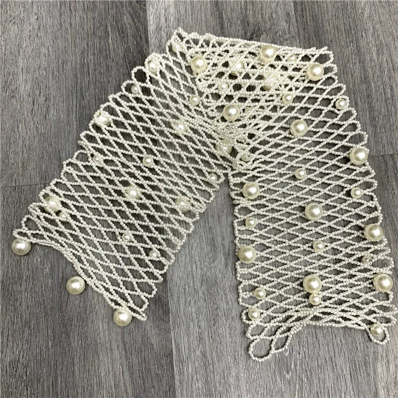 Super Wide White Handmade Pearl Waist Belt / Ruchi