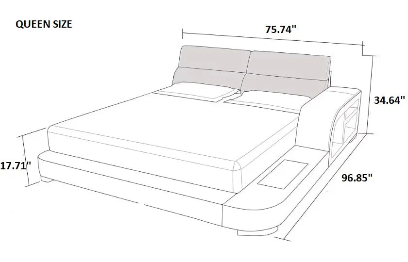 Modern LED Platform Leather Bed