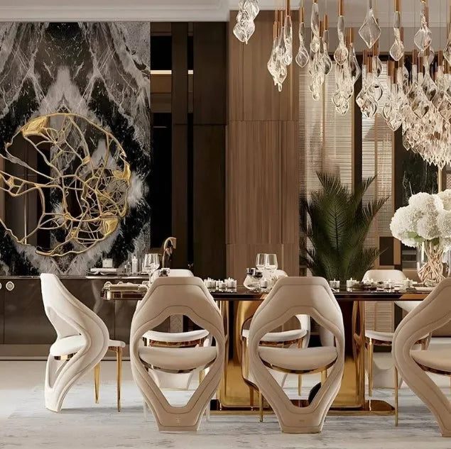 95 Inch Marble Dining Table Set For 8