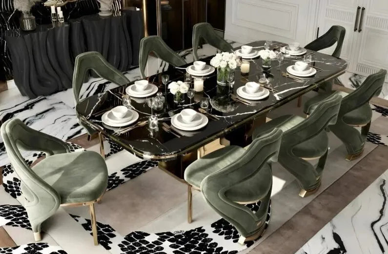 95 Inch Marble Dining Table Set For 8