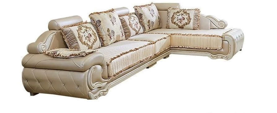 European L-Shape Fabric and Leather Sectional Sofa / Ruchi