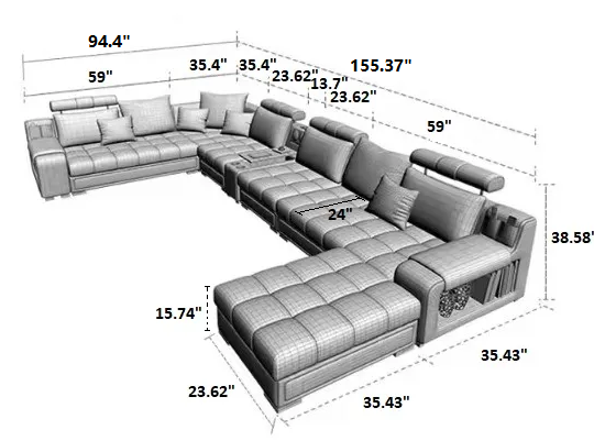 Multifunctional Contemporary Fabric Sectional Sofa