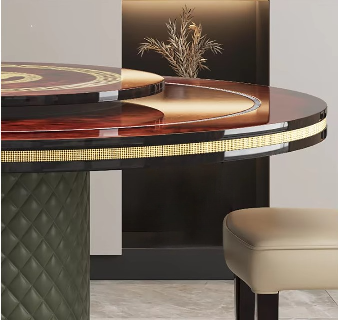 Round Wooden Dining Table Set With Lazy Susan / Ruchi
