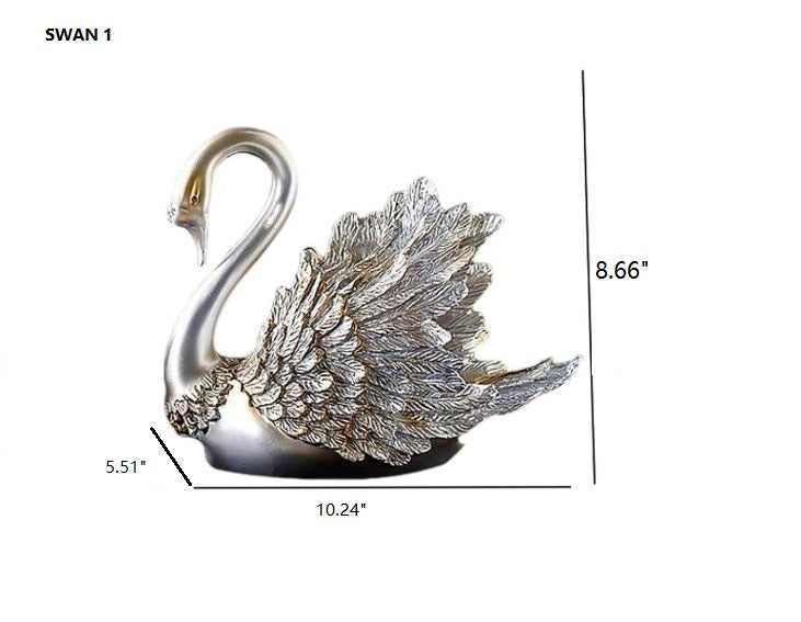 Modern Resin Swan Showpiece Set Of 2 / Ruchi