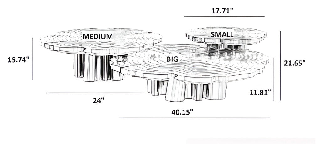 3 Piece Luxury Metal Coffee Table