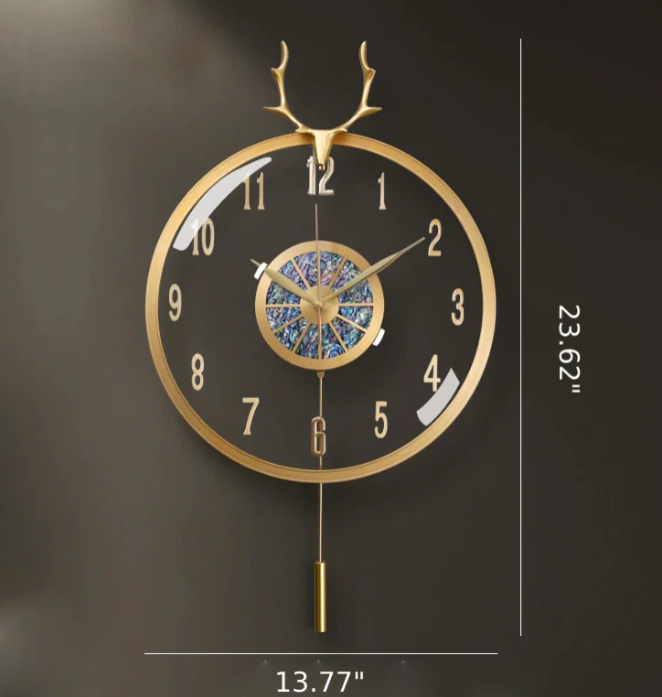 Modern Metal Wall Clock With Pendulum / Ruchi