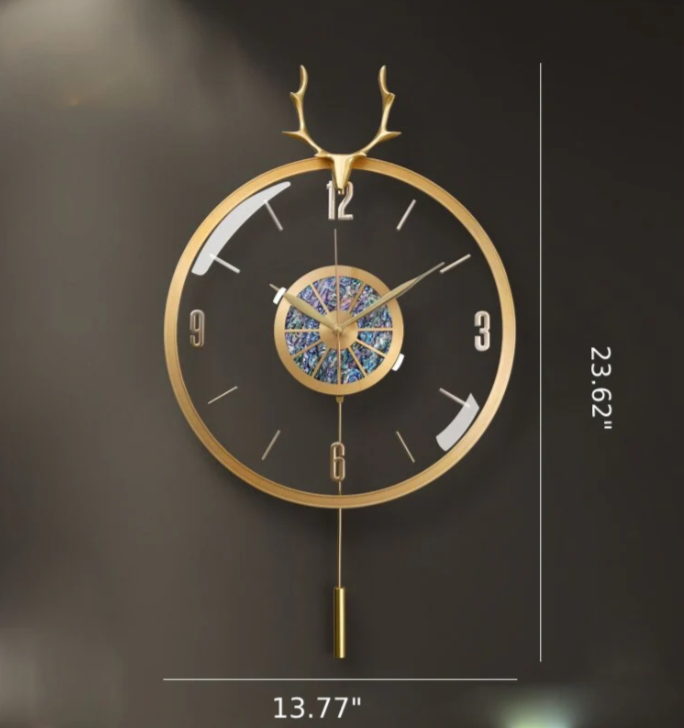 Modern Metal Wall Clock With Pendulum / Ruchi