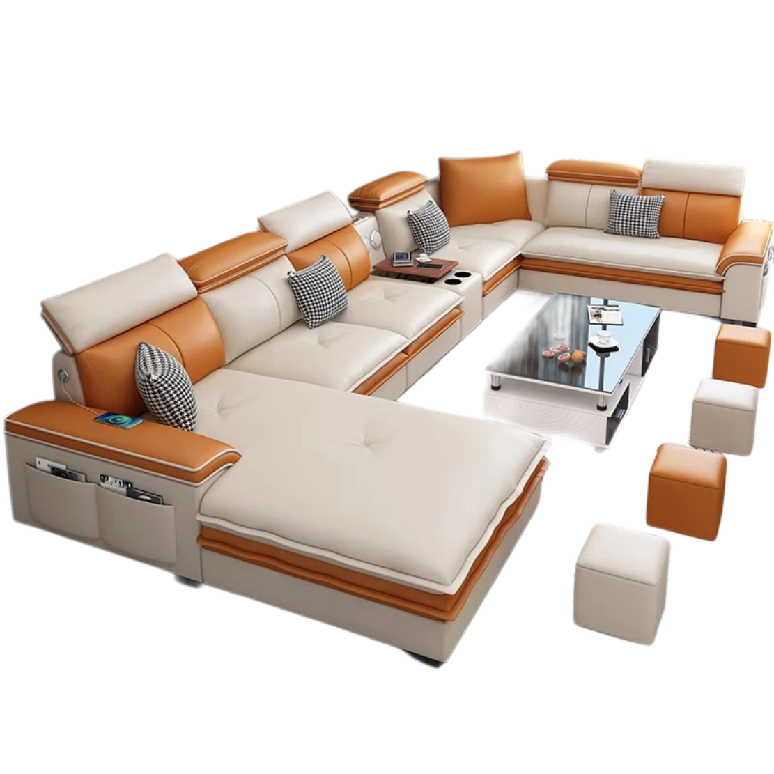 Relaxing U-Shaped Leather Sectional Sofa