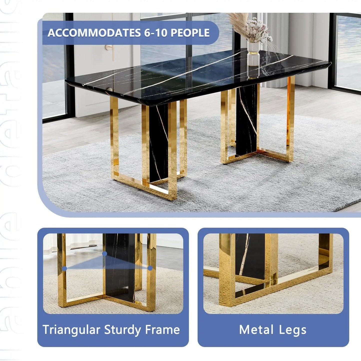Rectangular 8 Seater Marble Dining Table Set / Ruchi