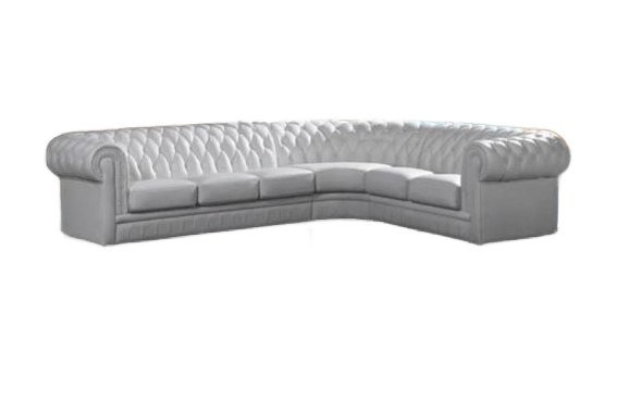 Button Tufted L-Shape Leather Sectional Sofa / Ruchi