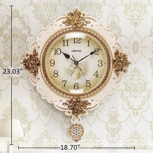 Luxury Floral Style Decoration Wall Clock / Ruchi