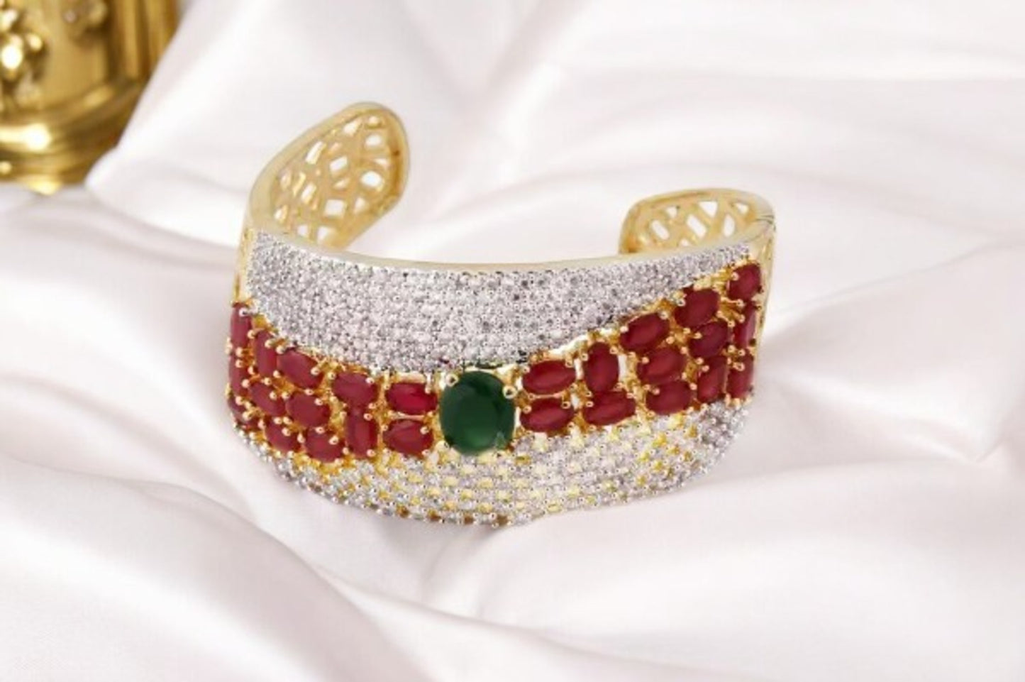 Luxurious Gold Toned Multi Stone Bracelet / Ruchi