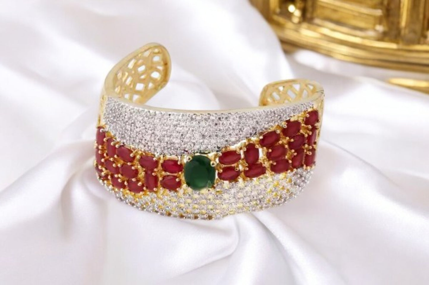 Luxurious Gold Toned Multi Stone Bracelet / Ruchi