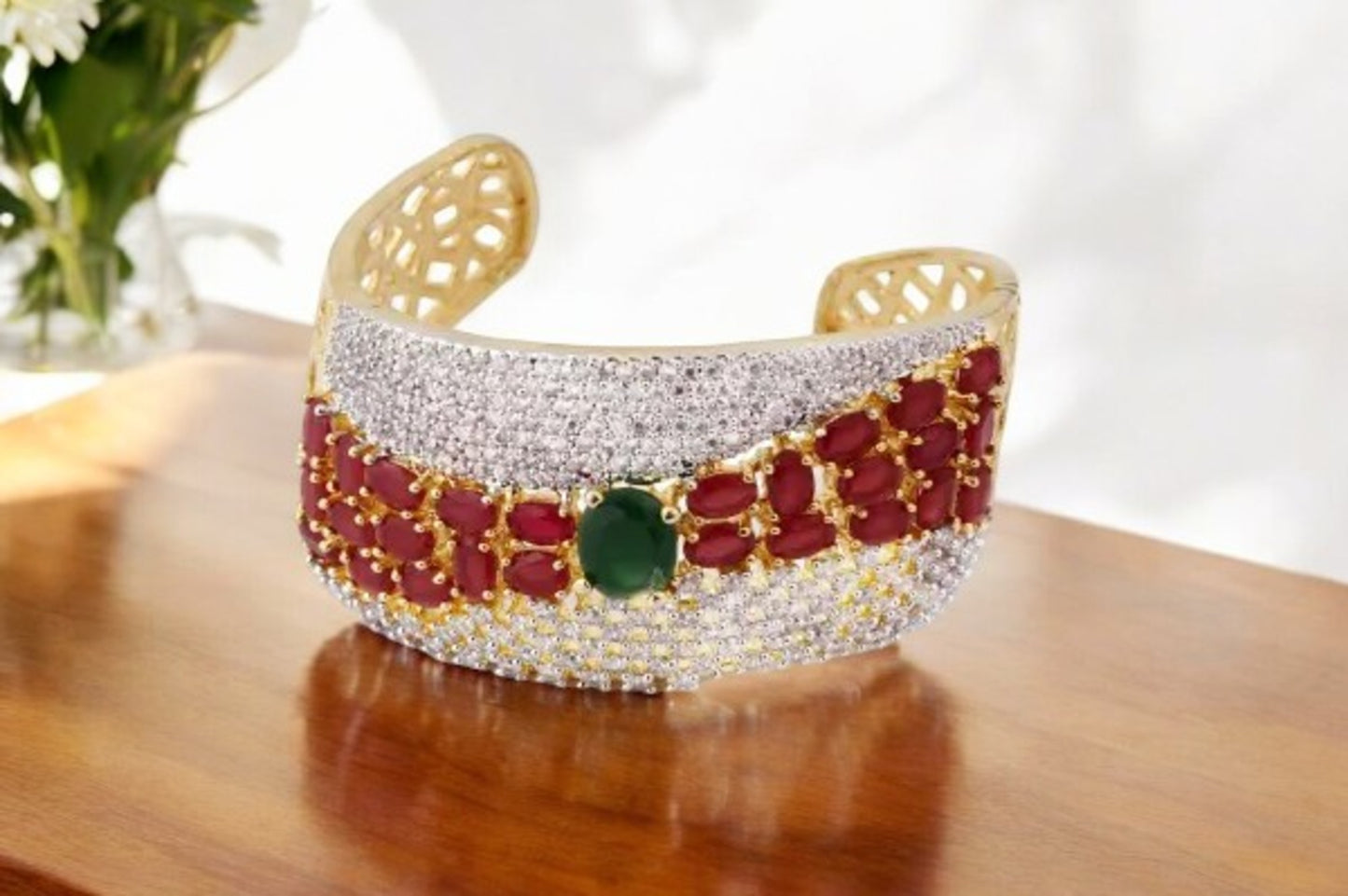 Luxurious Gold Toned Multi Stone Bracelet / Ruchi